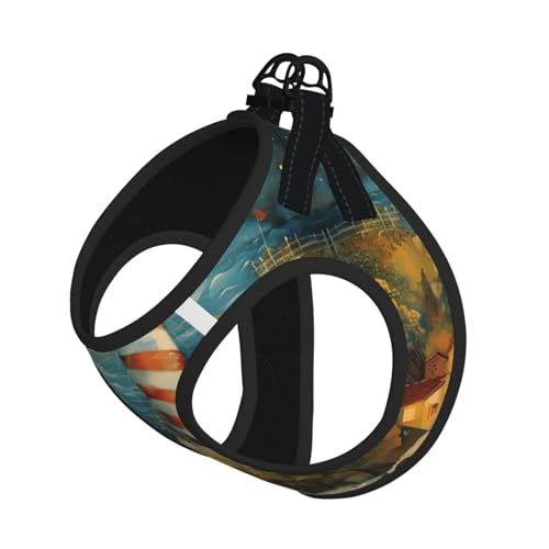 L Pet Leash Vest Hundegeschirr – kleine Größe, Leuchtturm-Druck, Leinen-Set mit Schnalle, Hundebegleiter, Outdoor-Hund von LLOTPQ