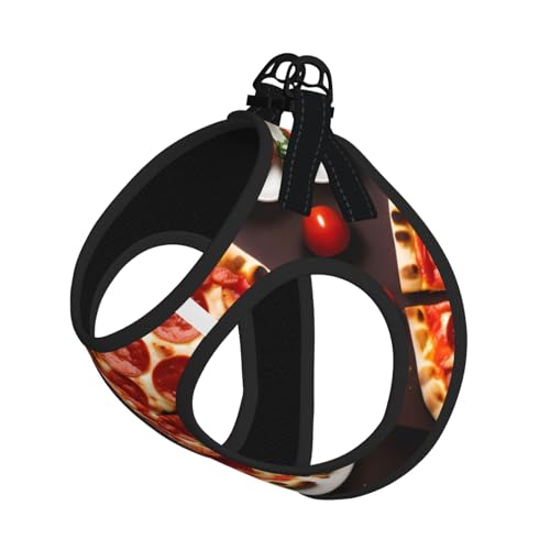 L Pet Leash Vest Hundegeschirr – kleine Größe, Pizza-Lebensmittel-Druck, Leinen-Set mit Schnalle, Hundebegleiter, Outdoor-Spaziergänge von LLOTPQ