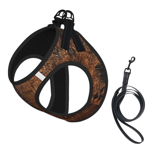 L Pet Leash Vest Hundegeschirr – kleine Größe, braunes Rindsleine, Kunstdruck-Leinen-Set mit Schnalle, Hundebegleiter, Outdoor-Spaziergänge von LLOTPQ