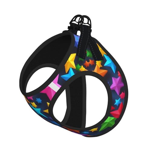 L Pet Leash Vest Hundegeschirr – kleine Größe, farbiges Sternen-Druck-Leinen-Set mit Schnalle, Hundebegleiter, Outdoor-Spaziergänge von LLOTPQ