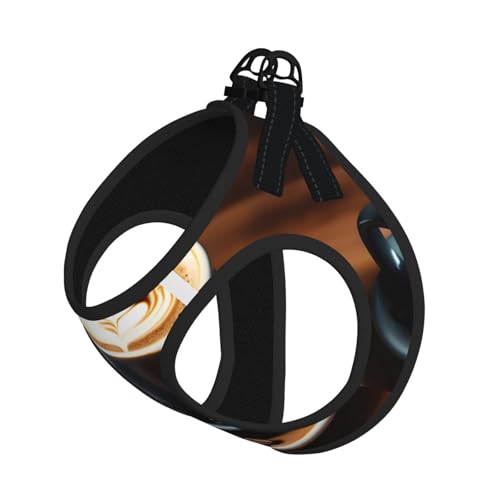 L Pet Leash Vest Hundegeschirr – kleine Größe, leckeres Kaffee-Druck-Leinen-Set mit Schnalle, Hundebegleiter, Outdoor-Spaziergänge von LLOTPQ