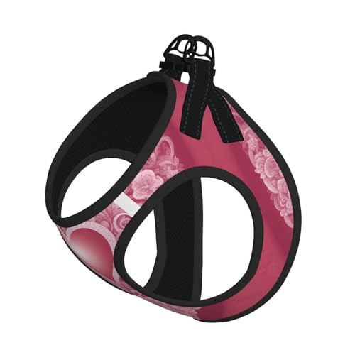 L Pet Leash Vest Hundegeschirr – kleine Größe, romantisches Herzmuster, Leinen-Set mit Schnalle, Hundebegleiter, Outdoor-Spaziergänge von LLOTPQ