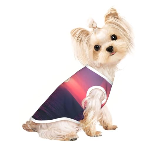 L Pet atmungsaktives ärmelloses T-Shirt – weich, heller Mond auf See, Hippie-Druck, dehnbare Weste für kleine, mittelgroße Hunde und Katzen L Pet atmungsaktives ärmelloses T-Shirt – weich, heller Mond auf See, Hippie-Druck, dehnbare Weste für kleine, mittelgroße Hunde und Katzen von LLOTPQ