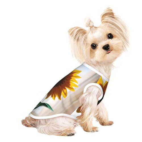 L Pet atmungsaktives ärmelloses T-Shirt – weiche, schöne Sonnenblumen-Druck, dehnbare Weste für kleine, mittelgroße Hunde und Katzen L Pet atmungsaktives ärmelloses T-Shirt – weiche, schöne Sonnenblumen-Druck, dehnbare Weste für kleine, mittelgroße Hunde und Katzen von LLOTPQ