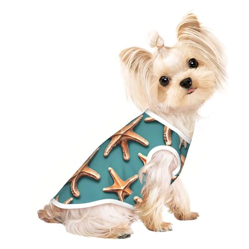 L Pet atmungsaktives ärmelloses T-Shirt – weiche Muschel-Seestern-Druck, dehnbare Weste für kleine, mittelgroße Hunde und Katzen L Pet atmungsaktives ärmelloses T-Shirt – weiche Muschel-Seestern-Druck, dehnbare Weste für kleine, mittelgroße Hunde und Katzen von LLOTPQ