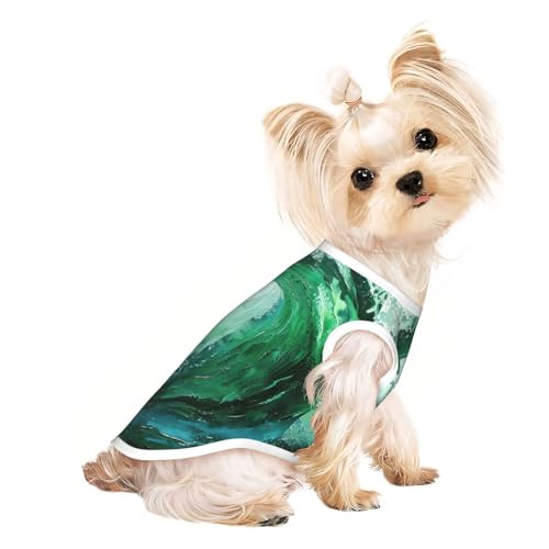 L Pet atmungsaktives ärmelloses T-Shirt – weiche Ozeangrüne Wellen-Print dehnbare Weste für kleine, mittelgroße Hunde und Katzen L Pet atmungsaktives ärmelloses T-Shirt – weiche Ozeangrüne Wellen-Print dehnbare Weste für kleine, mittelgroße Hunde und Katzen von LLOTPQ