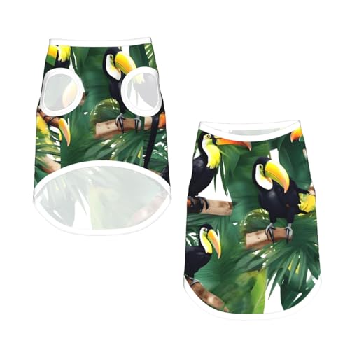 L Pet atmungsaktives ärmelloses T-Shirt – weiche Tukane, Papageien, Palmenblätter, bedruckt, dehnbare Weste für kleine, mittelgroße Hunde und Katzen L Pet atmungsaktives ärmelloses T-Shirt – weiche Tukane, Papageien, Palmenblätter, bedruckt, dehnbare Weste für kleine, mittelgroße Hunde und Katzen von LLOTPQ