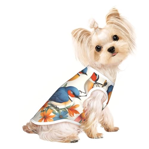 L Pet atmungsaktives ärmelloses T-Shirt – weiche Vögel, Blumen, Schmetterlinge, bedruckt, dehnbare Weste für kleine, mittelgroße Hunde und Katzen L Pet atmungsaktives ärmelloses T-Shirt – weiche Vögel, Blumen, Schmetterlinge, bedruckt, dehnbare Weste für kleine, mittelgroße Hunde und Katzen von LLOTPQ