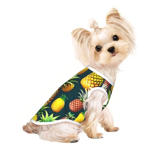 L Pet atmungsaktives ärmelloses T-Shirt – weiche tropische Früchte, Ananas-Druck, dehnbare Weste für kleine, mittelgroße Hunde und Katzen L Pet atmungsaktives ärmelloses T-Shirt – weiche tropische Früchte, Ananas-Druck, dehnbare Weste für kleine, mittelgroße Hunde und Katzen von LLOTPQ