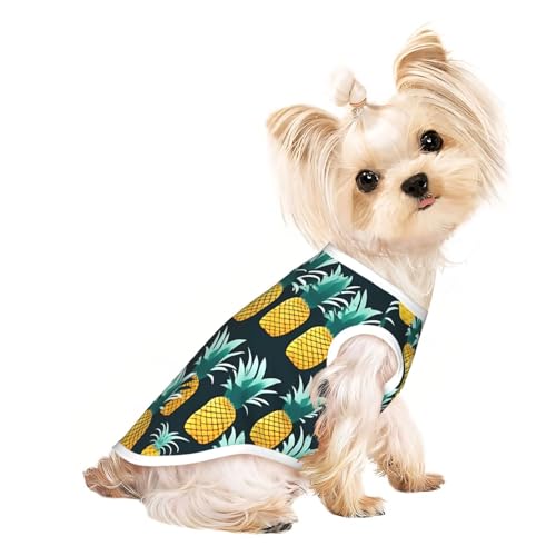 L Pet atmungsaktives ärmelloses T-Shirt – weicher Ananas-Druck, dehnbare Weste für kleine, mittelgroße Hunde und Katzen L Pet atmungsaktives ärmelloses T-Shirt – weicher Ananas-Druck, dehnbare Weste für kleine, mittelgroße Hunde und Katzen von LLOTPQ
