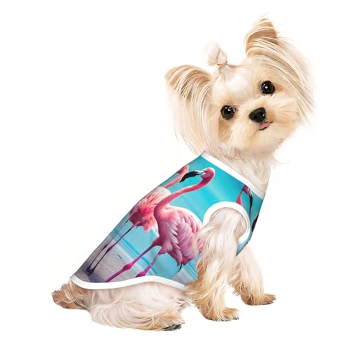 L Pet atmungsaktives ärmelloses T-Shirt – weicher Flamingo-Stranddruck, dehnbare Weste für kleine, mittelgroße Hunde und Katzen L Pet atmungsaktives ärmelloses T-Shirt – weicher Flamingo-Stranddruck, dehnbare Weste für kleine, mittelgroße Hunde und Katzen von LLOTPQ