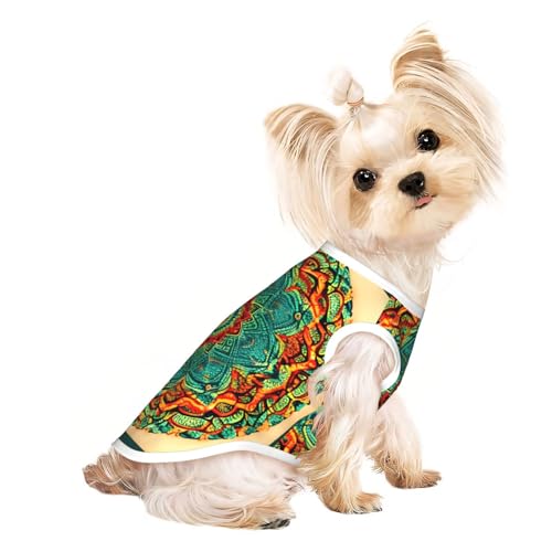 L Pet atmungsaktives ärmelloses T-Shirt – weicher Mandala-Druck, dehnbare Weste für kleine, mittelgroße Hunde und Katzen von LLOTPQ