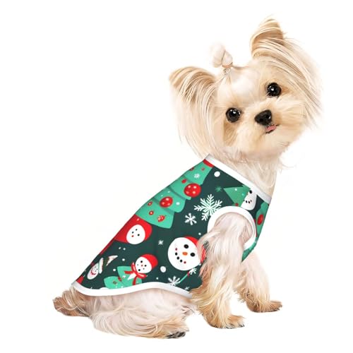 L Pet atmungsaktives ärmelloses T-Shirt – weicher Weihnachtsbaum und Schneemann-Druck, dehnbare Weste für kleine, mittelgroße Hunde und Katzen L Pet atmungsaktives ärmelloses T-Shirt – weicher Weihnachtsbaum und Schneemann-Druck, dehnbare Weste für kleine, mittelgroße Hunde und Katzen von LLOTPQ