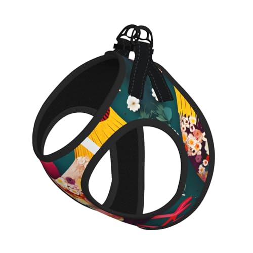 M Haustier-Leine, Hundegeschirr, kleine Größe, Blumenherz, Huhn-Druck, Leinen-Set mit Schnalle, Hundebegleiter, Outdoor-Spaziergänge von LLOTPQ