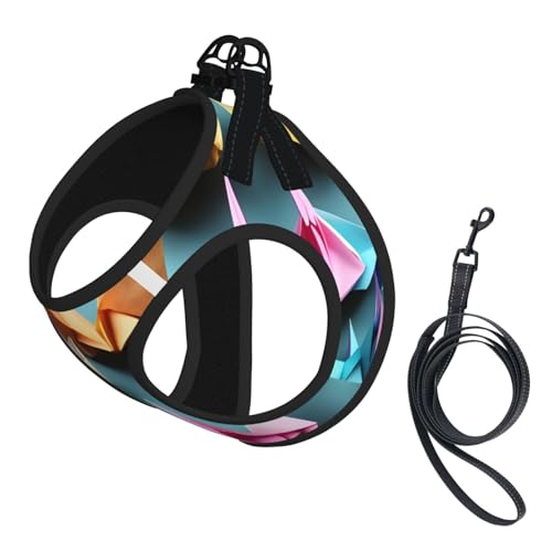 M Haustier-Leine, Hundegeschirr, kleine Größe, Origami-Papierkranich-Druck, Leinen-Set mit Schnalle, Hundebegleiter, Outdoor-Spaziergänge von LLOTPQ