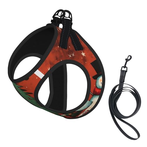 M Haustier-Leine, Hundegeschirr, kleine Größe, Schneemann, Weihnachtsbaum, bedruckt, Leinen-Set mit Schnalle, Hundebegleiter, Outdoor-Spaziergänge von LLOTPQ
