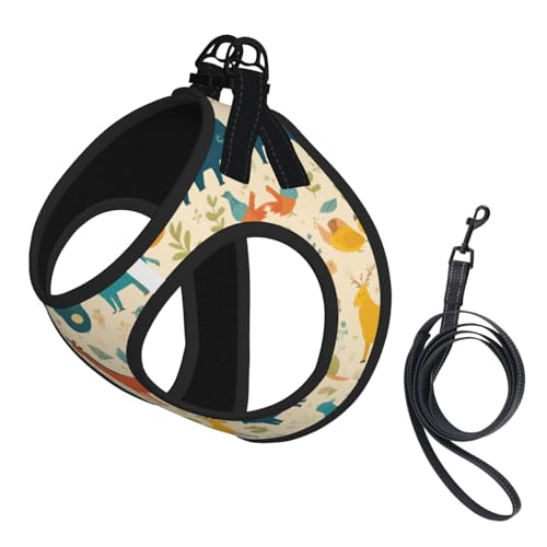 M Haustier-Leine, Hundegeschirr, kleine Größe, Tiermuster-Druck, Leinen-Set mit Schnalle, Hundebegleiter, Outdoor-Spaziergänge von LLOTPQ