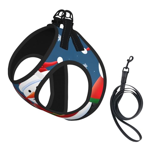 M Haustier-Leine, Hundegeschirr, kleine Größe, Weihnachtsmann- und Schneemann-Druck, Leinen-Set mit Schnalle, Hundebegleiter, Outdoor-Spaziergänge von LLOTPQ