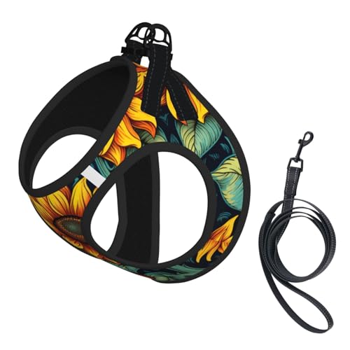 M Pet Leash Vest Dog Harness - Small Size Spring Sunflowers Retro Flowers Print Leash Set with Buckle Canine Companion Outdoor dog walking M Pet Leash Vest Dog Harness - Small Size Spring Sunflowers Retro Flowers Print Leash Set with Buckle Canine Companion Outdoor dog walking von LLOTPQ