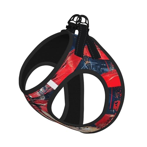 M Pet Leash Vest Hundegeschirr, kleine Größe, abstraktes rotes Libellen-Druck, Leinen-Set mit Schnalle, Hundebegleiter, Outdoor-Spaziergänge von LLOTPQ