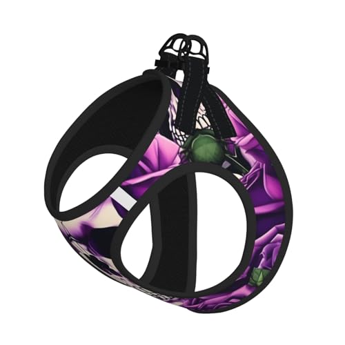 M Pet Leash Vest Hundegeschirr – kleine Größe, viele lila Rosen Totenkopf-Druck, Leinen-Set mit Schnalle, Hundebegleiter, Outdoor-Hund M Pet Leash Vest Hundegeschirr – kleine Größe, viele lila Rosen Totenkopf-Druck, Leinen-Set mit Schnalle, Hundebegleiter, Outdoor-Hund von LLOTPQ