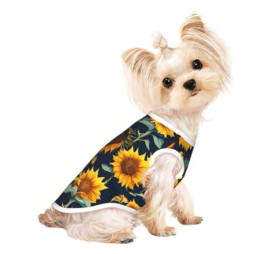 M Pet atmungsaktives ärmelloses T-Shirt – weich, schöner Sonnenblumen-Druck, dehnbare Weste für kleine, mittelgroße Hunde und Katzen M Pet atmungsaktives ärmelloses T-Shirt – weich, schöner Sonnenblumen-Druck, dehnbare Weste für kleine, mittelgroße Hunde und Katzen von LLOTPQ
