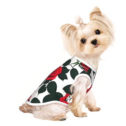 M Pet atmungsaktives ärmelloses T-Shirt – weiche, rustikale rote Rose, dehnbare Weste für kleine, mittelgroße Hunde und Katzen M Pet atmungsaktives ärmelloses T-Shirt – weiche, rustikale rote Rose, dehnbare Weste für kleine, mittelgroße Hunde und Katzen von LLOTPQ