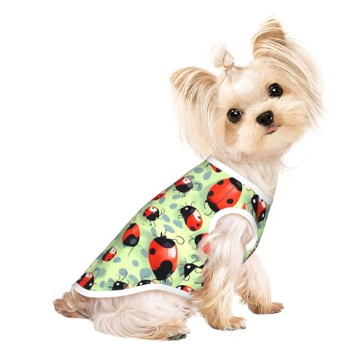 M Pet atmungsaktives ärmelloses T-Shirt – weiche Marienkäfer-Cartoon-Druck, dehnbare Weste für kleine, mittelgroße Hunde und Katzen M Pet atmungsaktives ärmelloses T-Shirt – weiche Marienkäfer-Cartoon-Druck, dehnbare Weste für kleine, mittelgroße Hunde und Katzen von LLOTPQ
