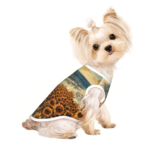 M Pet atmungsaktives ärmelloses T-Shirt – weiche Sonnenblumen, Meeresdruck, dehnbare Weste für kleine, mittelgroße Hunde und Katzen M Pet atmungsaktives ärmelloses T-Shirt – weiche Sonnenblumen, Meeresdruck, dehnbare Weste für kleine, mittelgroße Hunde und Katzen von LLOTPQ
