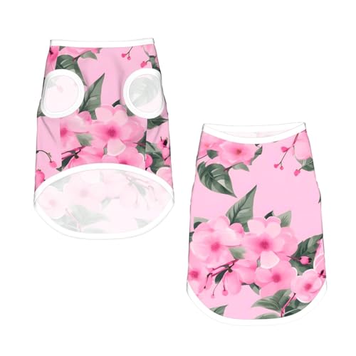 M Pet atmungsaktives ärmelloses T-Shirt – weiche rosa Kirsch-Blumendruck, dehnbare Weste für kleine, mittelgroße Hunde und Katzen M Pet atmungsaktives ärmelloses T-Shirt – weiche rosa Kirsch-Blumendruck, dehnbare Weste für kleine, mittelgroße Hunde und Katzen von LLOTPQ