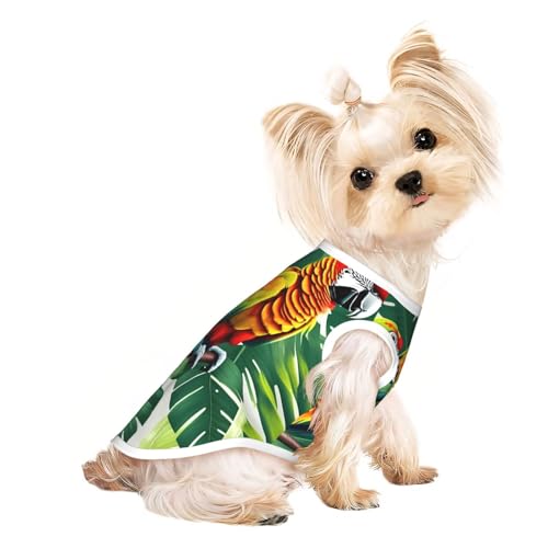 M Pet atmungsaktives ärmelloses T-Shirt – weiche tropische Blumenblätter, Papageien-Druck, dehnbare Weste für kleine, mittelgroße Hunde und Katzen M Pet atmungsaktives ärmelloses T-Shirt – weiche tropische Blumenblätter, Papageien-Druck, dehnbare Weste für kleine, mittelgroße Hunde und Katzen von LLOTPQ