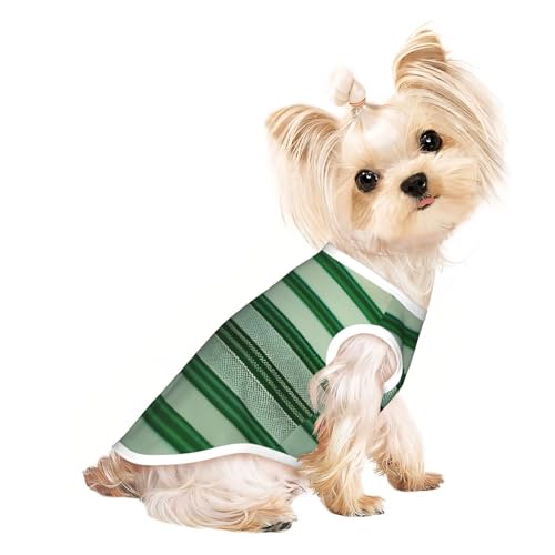 M Pet atmungsaktives ärmelloses T-Shirt – weicher grüner gestreifter Druck, dehnbare Weste für kleine, mittelgroße Hunde und Katzen M Pet atmungsaktives ärmelloses T-Shirt – weicher grüner gestreifter Druck, dehnbare Weste für kleine, mittelgroße Hunde und Katzen von LLOTPQ