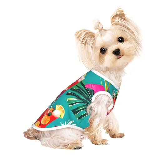 M Pet atmungsaktives ärmelloses T-Shirt – weicher tropischer Cocktail-Druck, dehnbare Weste für kleine, mittelgroße Hunde und Katzen M Pet atmungsaktives ärmelloses T-Shirt – weicher tropischer Cocktail-Druck, dehnbare Weste für kleine, mittelgroße Hunde und Katzen von LLOTPQ