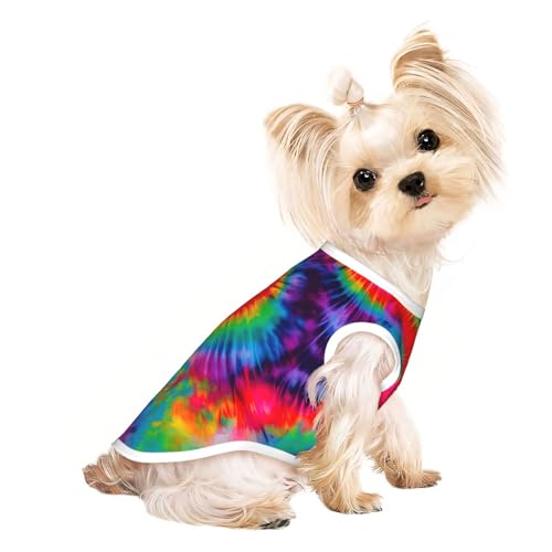 M Pet atmungsaktives ärmelloses T-Shirt – weiches, buntes Batikmuster, dehnbare Weste für kleine, mittelgroße Hunde und Katzen M Pet atmungsaktives ärmelloses T-Shirt – weiches, buntes Batikmuster, dehnbare Weste für kleine, mittelgroße Hunde und Katzen von LLOTPQ