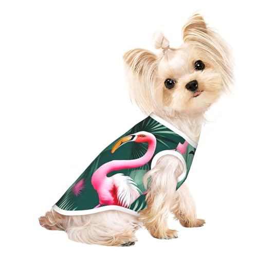 M Pet atmungsaktives ärmelloses T-Shirt – weiches Palmblatt- und Flamingo-Paar-Druck, dehnbare Weste für kleine, mittelgroße Hunde und Katzen M Pet atmungsaktives ärmelloses T-Shirt – weiches Palmblatt- und Flamingo-Paar-Druck, dehnbare Weste für kleine, mittelgroße Hunde und Katzen von LLOTPQ