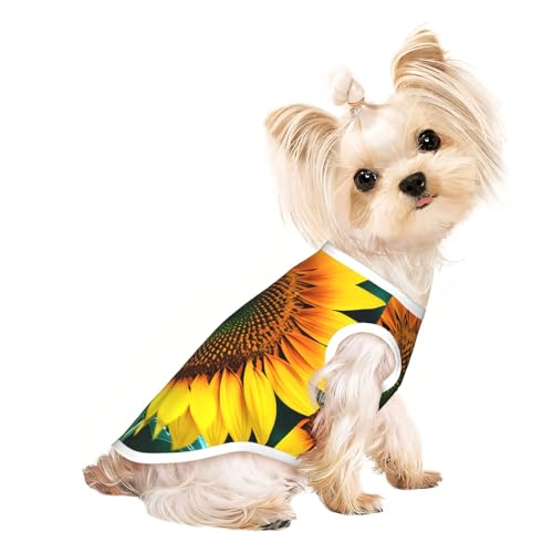 M Pet atmungsaktives ärmelloses T-Shirt – weiches Sonnenblumenmuster, dehnbare Weste für kleine, mittelgroße Hunde und Katzen M Pet atmungsaktives ärmelloses T-Shirt – weiches Sonnenblumenmuster, dehnbare Weste für kleine, mittelgroße Hunde und Katzen von LLOTPQ
