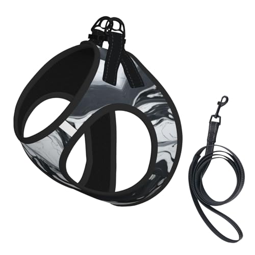 S Haustier-Leine, Hundegeschirr, klein, schwarz-weiß, Marmor-Druck, Leinen-Set mit Schnalle, Hundebegleiter, Outdoor-Spaziergänge von LLOTPQ