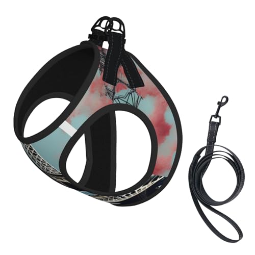 S Haustier-Leine, Hundegeschirr, kleine Größe, Eiffelturm-Druck, Leinen-Set mit Schnalle, Hundebegleiter, Outdoor-Spaziergänge von LLOTPQ