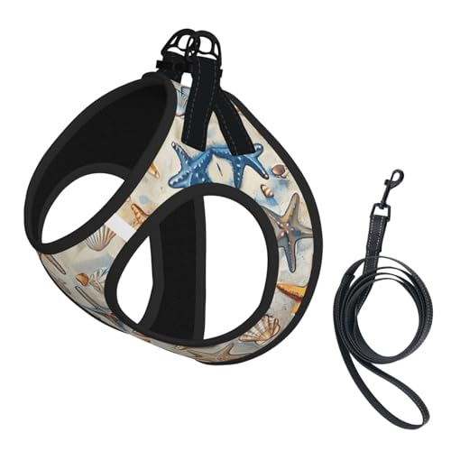 S Haustier-Leine, Hundegeschirr, kleine Größe, Seestern- und Muschelmuster, mit Schnalle, Hundebegleiter, Outdoor-Spaziergänge von LLOTPQ