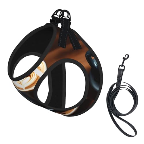 S Haustier-Leine, Hundegeschirr, kleine Größe, köstlicher Kaffee-Druck, Leinen-Set mit Schnalle, Hundebegleiter, Outdoor-Spaziergänge von LLOTPQ