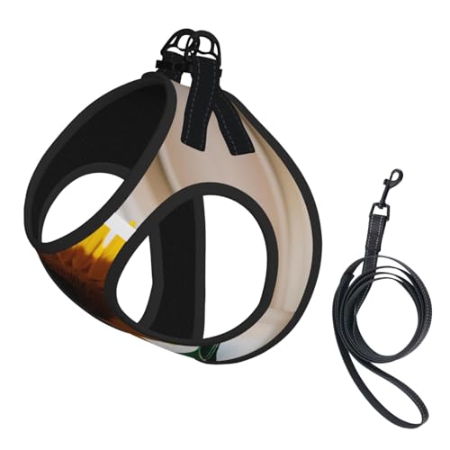 S Haustier-Leine, Hundegeschirr, kleine Größe, schöner Sonnenblumen-Druck, Leinen-Set mit Schnalle, Hundebegleiter, Outdoor-Spaziergänge von LLOTPQ