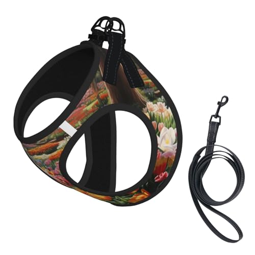 S Pet Leash Vest Dog Harness - Small Size Tulip Garden Print Leash Set with Buckle, Canine Companion Outdoor dog walking S Pet Leash Vest Dog Harness - Small Size Tulip Garden Print Leash Set with Buckle, Canine Companion Outdoor dog walking von LLOTPQ