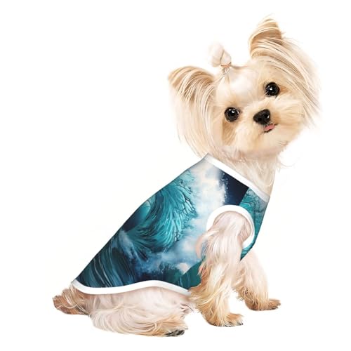 S Pet atmungsaktives ärmelloses T-Shirt – weiche, schöne Ozeanwellen-Druck, dehnbare Weste für kleine, mittelgroße Hunde und Katzen S Pet atmungsaktives ärmelloses T-Shirt – weiche, schöne Ozeanwellen-Druck, dehnbare Weste für kleine, mittelgroße Hunde und Katzen von LLOTPQ