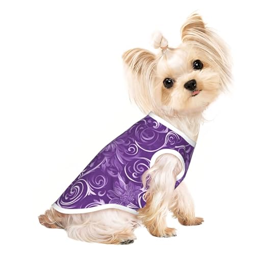 S Pet atmungsaktives ärmelloses T-Shirt – weiche florale Wirbel, Efeu-Druck, dehnbare Weste für kleine, mittelgroße Hunde und Katzen von LLOTPQ