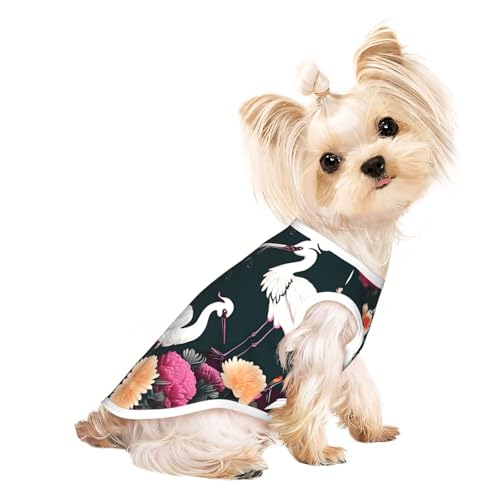 S Pet atmungsaktives ärmelloses T-Shirt – weiche zwei Kraniche, Chrysanthemen-Druck, dehnbare Weste für kleine, mittelgroße Hunde und Katzen S Pet atmungsaktives ärmelloses T-Shirt – weiche zwei Kraniche, Chrysanthemen-Druck, dehnbare Weste für kleine, mittelgroße Hunde und Katzen von LLOTPQ