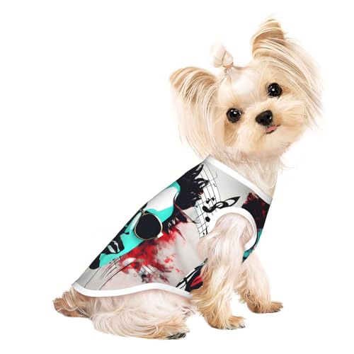 S Pet atmungsaktives ärmelloses T-Shirt – weicher Musiknoten-Druck, dehnbare Weste für kleine, mittelgroße Hunde und Katzen S Pet atmungsaktives ärmelloses T-Shirt – weicher Musiknoten-Druck, dehnbare Weste für kleine, mittelgroße Hunde und Katzen von LLOTPQ
