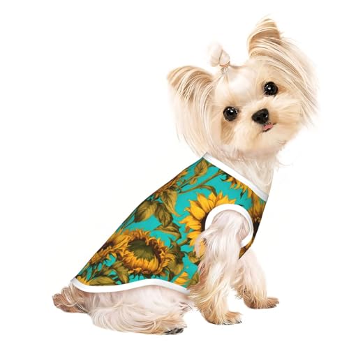 S Pet atmungsaktives ärmelloses T-Shirt – weicher Sonnenblumen-Druck, dehnbare Weste für kleine, mittelgroße Hunde und Katzen S Pet atmungsaktives ärmelloses T-Shirt – weicher Sonnenblumen-Druck, dehnbare Weste für kleine, mittelgroße Hunde und Katzen von LLOTPQ