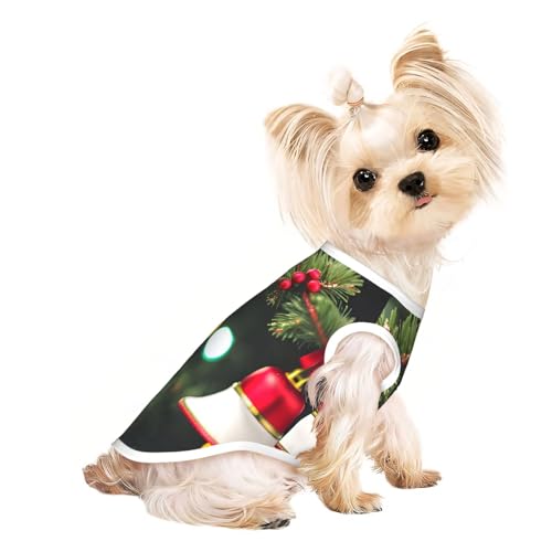 S Pet atmungsaktives ärmelloses T-Shirt – weicher Weihnachtsbaum und Glocken-Druck, dehnbare Weste für kleine, mittelgroße Hunde und Katzen S Pet atmungsaktives ärmelloses T-Shirt – weicher Weihnachtsbaum und Glocken-Druck, dehnbare Weste für kleine, mittelgroße Hunde und Katzen von LLOTPQ