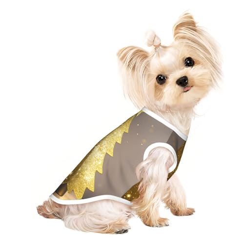 S Pet atmungsaktives ärmelloses T-Shirt – weicher goldener Glitzer-Weihnachtsbaum-Druck, dehnbare Weste für kleine, mittelgroße Hunde und Katzen S Pet atmungsaktives ärmelloses T-Shirt – weicher goldener Glitzer-Weihnachtsbaum-Druck, dehnbare Weste für kleine, mittelgroße Hunde und Katzen von LLOTPQ