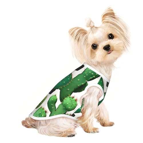 S Pet atmungsaktives ärmelloses T-Shirt – weicher grüner Kaktusdruck, dehnbare Weste für kleine, mittelgroße Hunde und Katzen S Pet atmungsaktives ärmelloses T-Shirt – weicher grüner Kaktusdruck, dehnbare Weste für kleine, mittelgroße Hunde und Katzen von LLOTPQ